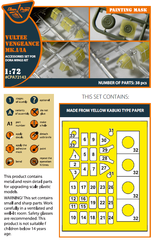 Clear Prop Models CPA72143 1:72 Vultee Vengeance Mk.I/IA Painting Mask