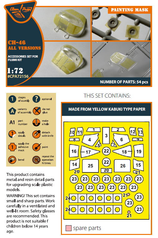 Clear Prop Models CPA72156 1:72 CH-46 Paint Mask