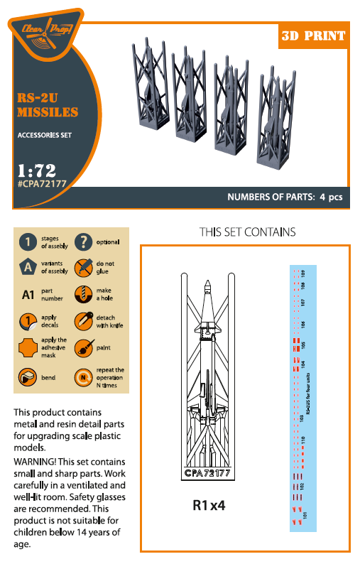 Clear Prop Models CPA72177 1:72 RS-2U/US (4pcs)