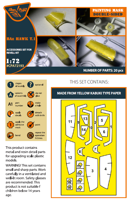 Clear Prop Models CPA72193 1:72 BAe HAWK T.1 Double-Sided Paint Mask