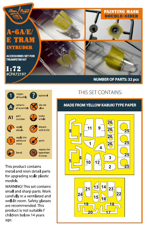 Clear Prop Models CPA72197 1:72 Grumman A-6A/A-6E/A-6E Tram Intruder Double-Sided Paint Mask
