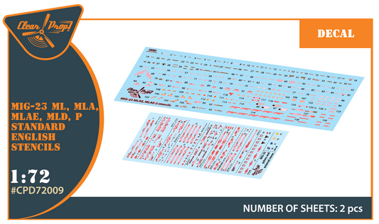 Clear Prop Models CPD72009 1:72 MiG-23ML/ML/MLD/P/MLAE Standard English Stencils