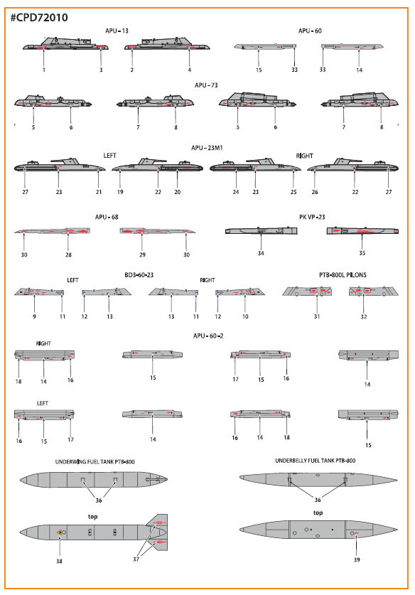 Clear Prop Models CPD72010 1:72 MiG-23ML/MLA Standard Stencils for Grey Paint Schemes