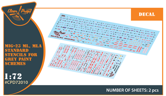 Clear Prop Models CPD72010 1:72 MiG-23ML/MLA Standard Stencils for Grey Paint Schemes