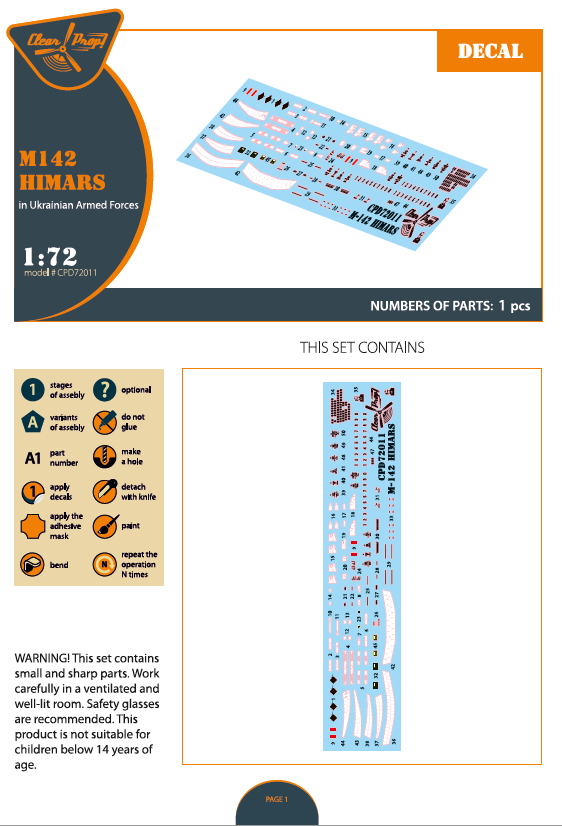 Clear Prop Models CPD72011 1:72 M142 Himars in Ukrainian Armed Forces decal set
