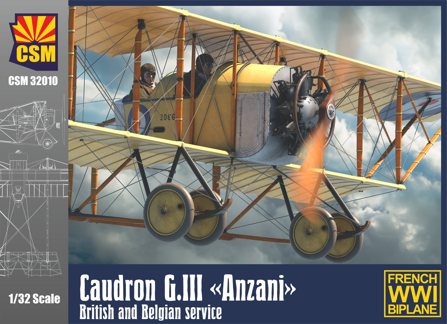 Copper State Models CSM32010 1:32 Caudron G.III Anzani, British and Belgian Service