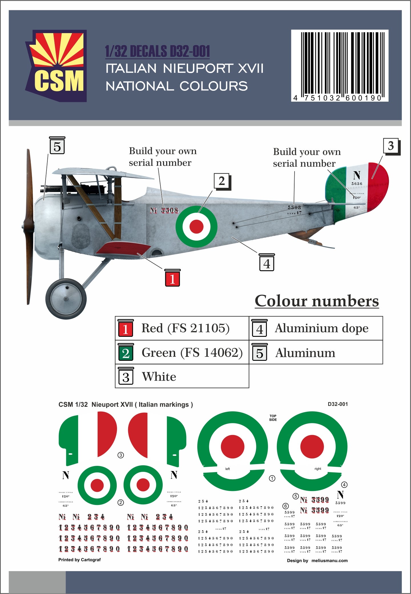 Copper State Models D32001 1:32 Italian Nieuport XVII National Colours