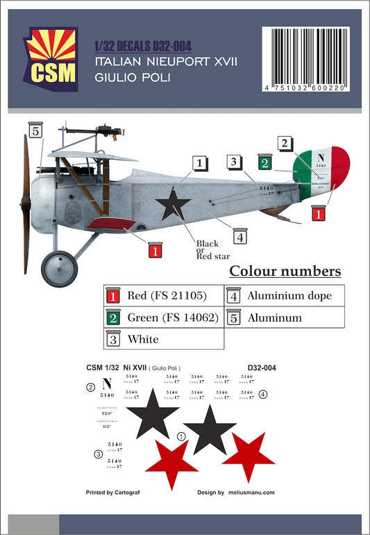 Copper State Models D32004 1:32 Italian Nieuport XVII Giulio Poli Personnal Markings