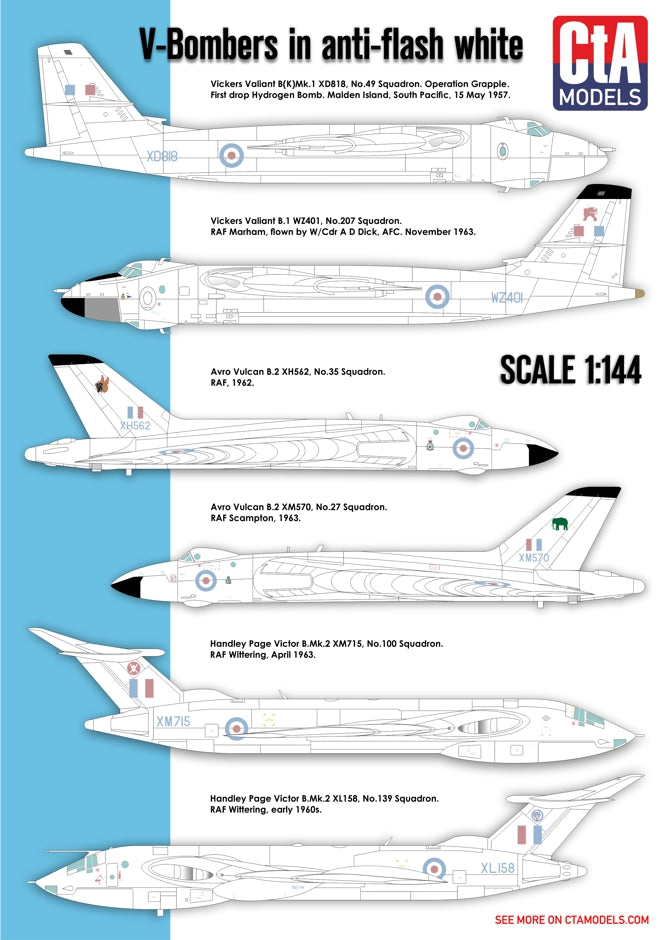 CtA Cut then Add CTA-002 1:144 'V-Bombers in Anti-flash white' - Vickers Valiant, Avro Vulcan, Handley-Page Victor