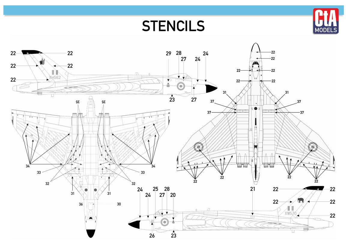 CtA Cut then Add CTA-002 1:144 'V-Bombers in Anti-flash white' - Vickers Valiant, Avro Vulcan, Handley-Page Victor