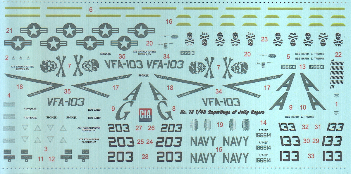 CtA Cut then Add CTA-013 1:48 'SuperBug of Jolly Rogers' - VFA-103  F/A-18F Super Hornet, 2 Marking options, Low Visibility