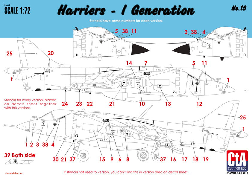 CtA Cut then Add CTA-015 1:72 BAe Harriers - 1st Generations & Two Seater (Spain, Thailand, India, USA - 6 Markings)