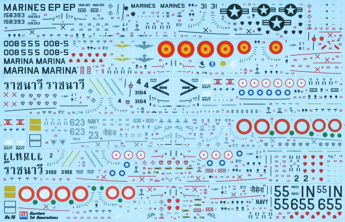 CtA Cut then Add CTA-015 1:72 BAe Harriers - 1st Generations & Two Seater (Spain, Thailand, India, USA - 6 Markings)