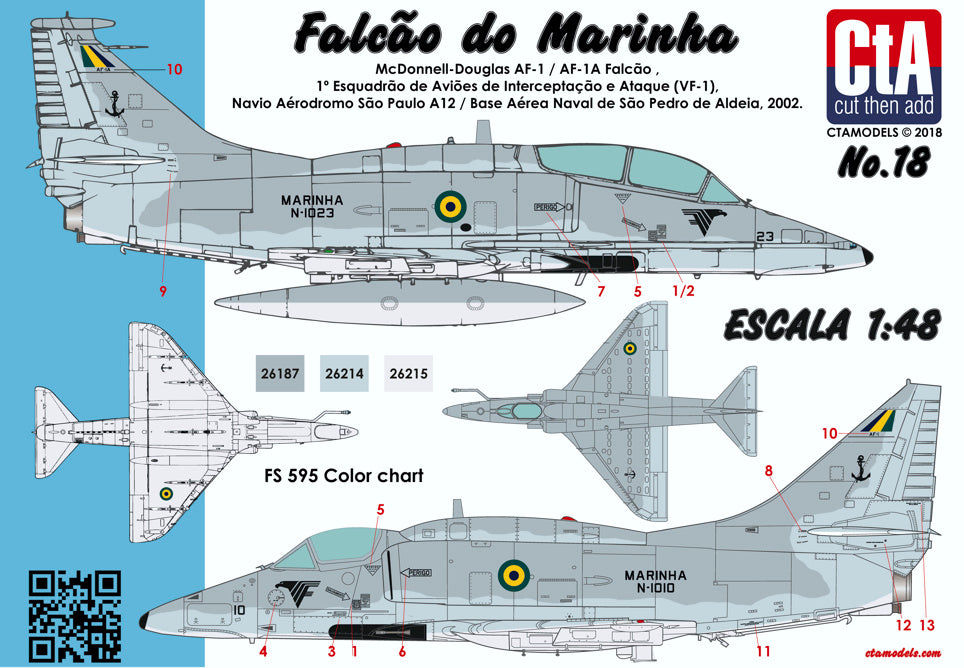 CtA Cut then Add CTA-018 1:48 'Falcao do Marinha' (Brazilian Navy AF-1 and AF-1A - both based on Douglas A-4M Skyhawk airframe)
