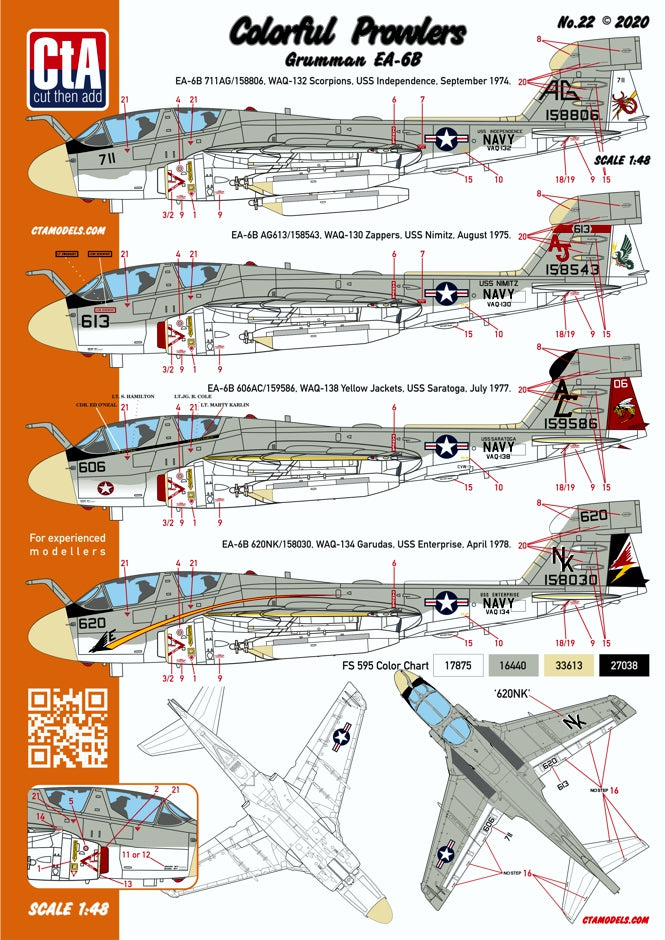 CtA Cut then Add CTA-022 1:48 'Colorful Prowlers' - Grumman EA-6B, 4 Markings.
