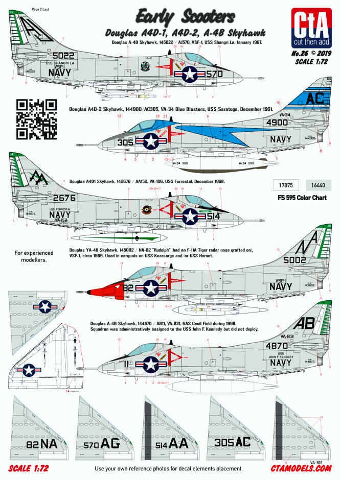CtA Cut then Add CTA-026 1:72 'Early Scooters' - Douglas A4D-1, A4D-2, A-4B Skyhawk (11 markings)