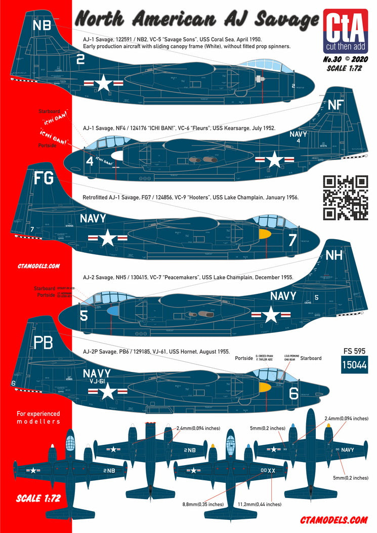 CtA Cut then Add CTA-030 1:72 North-American AJ Savage - AJ-1 Early, AJ-1, AJ-1 Retrofitted, AJ-2, AJ-2P.