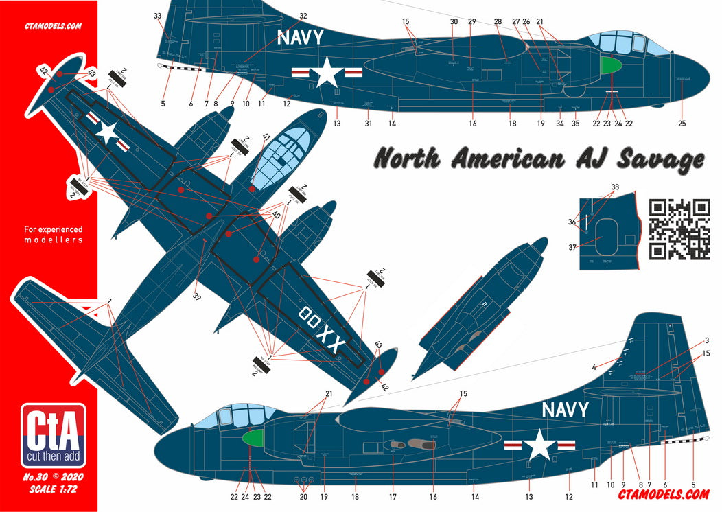 CtA Cut then Add CTA-030 1:72 North-American AJ Savage - AJ-1 Early, AJ-1, AJ-1 Retrofitted, AJ-2, AJ-2P.