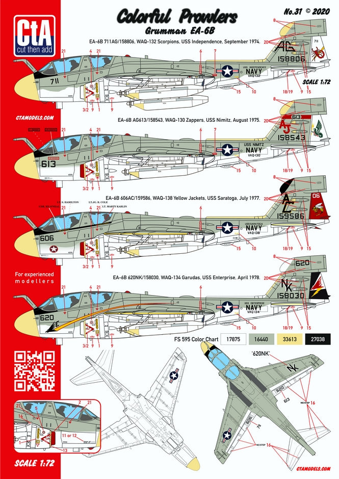 CtA Cut then Add CTA-031 1:72 'Colorful Prowlers' - Grumman EA-6B, 4 Markings.