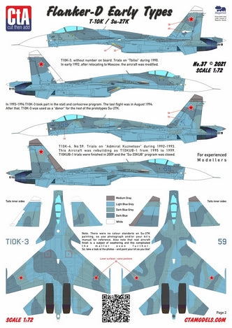 CtA Cut then Add 37 1:72 Sukhoi T-10K / Su-27K 'Flanker-D' Early Type. 8 marking options.
