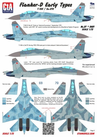 CtA Cut then Add 37 1:72 Sukhoi T-10K / Su-27K 'Flanker-D' Early Type. 8 marking options.