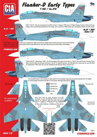 CtA Cut then Add 37 1:72 Sukhoi T-10K / Su-27K 'Flanker-D' Early Type. 8 marking options.