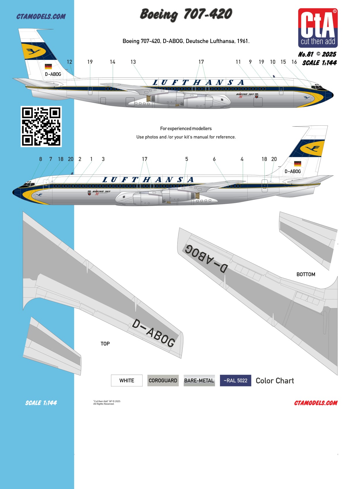 CtA Cut then Add 81 1:144 Boeing 707-420 Lufthansa