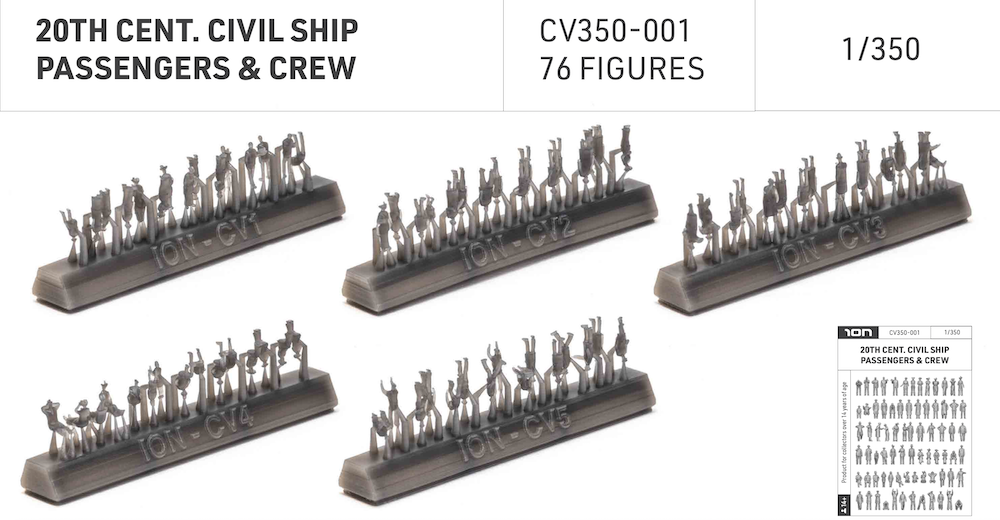 ION Model CV350-001 1:350 20th Century Civilian Ships Passengers & Crew (76 figures)