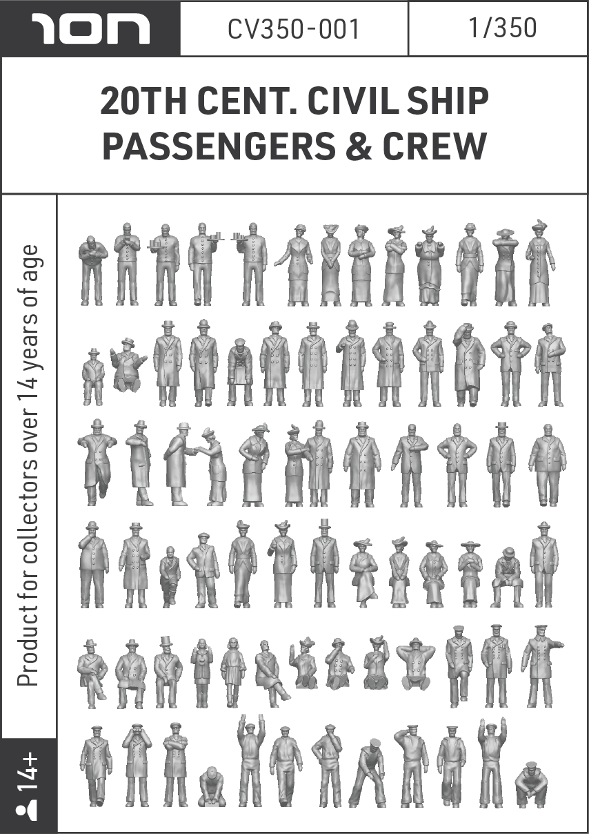 ION Model CV350-001 1:350 20th Century Civilian Ships Passengers & Crew (76 figures)