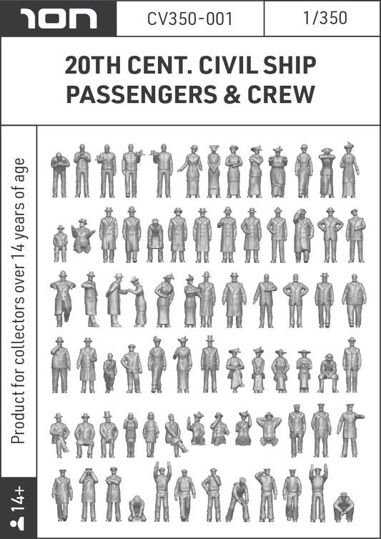 ION Model CV350-001 1:350 20th Century Civilian Ships Passengers & Crew (76 figures)
