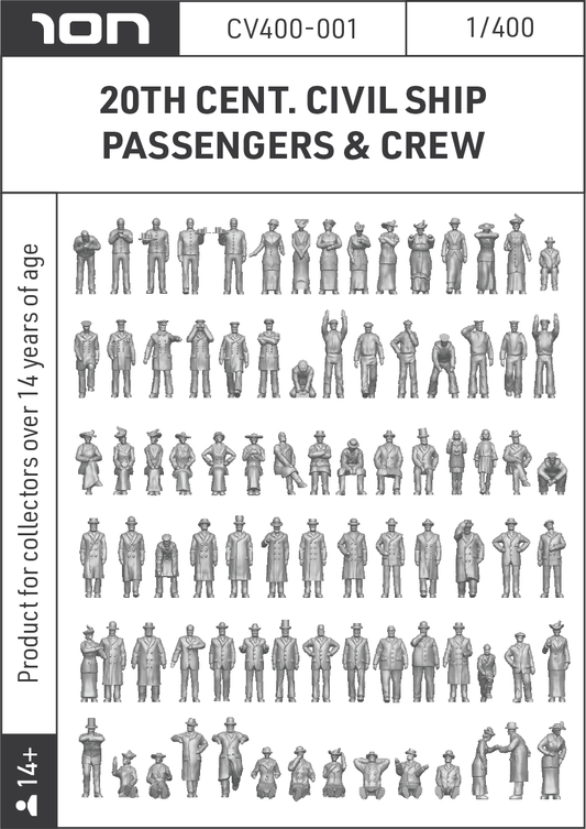 ION Model CV400-001 1:400 20th Century Civilian Ships Passengers & Crew (85 figures)