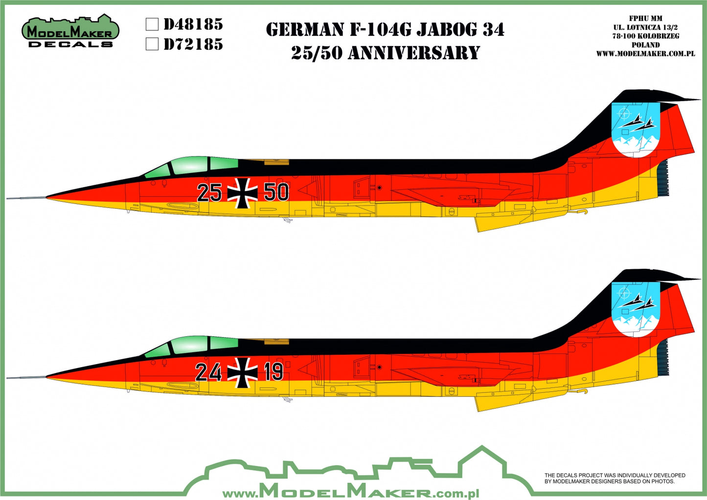 Model Maker Decals D144185 1:144 Lockheed F-104 German JaboG 34 25/50 Anniversary