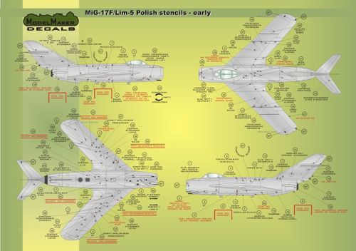Model Maker Decals D32026 1:32 Mikoyan MiG-17F/MiG-15UTI/MiG-15/MiG-17PF/ LiM-1/LiM-2/LiM-5/LiM-6SB/Lim-1/2 Polish stencils early