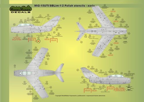 Model Maker Decals D32026 1:32 Mikoyan MiG-17F/MiG-15UTI/MiG-15/MiG-17PF/ LiM-1/LiM-2/LiM-5/LiM-6SB/Lim-1/2 Polish stencils early