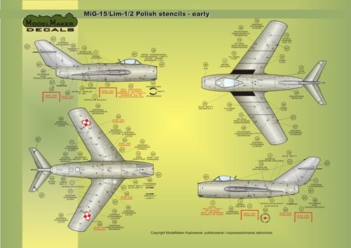 Model Maker Decals D32026 1:32 Mikoyan MiG-17F/MiG-15UTI/MiG-15/MiG-17PF/ LiM-1/LiM-2/LiM-5/LiM-6SB/Lim-1/2 Polish stencils early