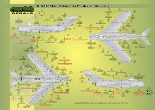 Model Maker Decals D32026 1:32 Mikoyan MiG-17F/MiG-15UTI/MiG-15/MiG-17PF/ LiM-1/LiM-2/LiM-5/LiM-6SB/Lim-1/2 Polish stencils early