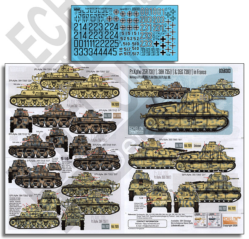 Echelon FD D356303 1:35 Pz.Kpfw. 35R 731(f), 38H 735(f) & 35S 739(f) in France