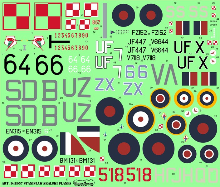 Model Maker Decals D48057 1:48 Stanislaw Skalski planes