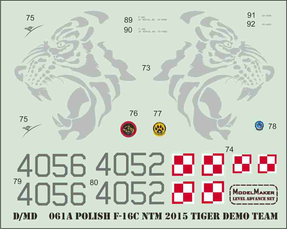Model Maker Decals D48061A 1:48 Polish F-16C NATO Tiger Meet 2015 - F-16 Tiger Demo Team Poland
