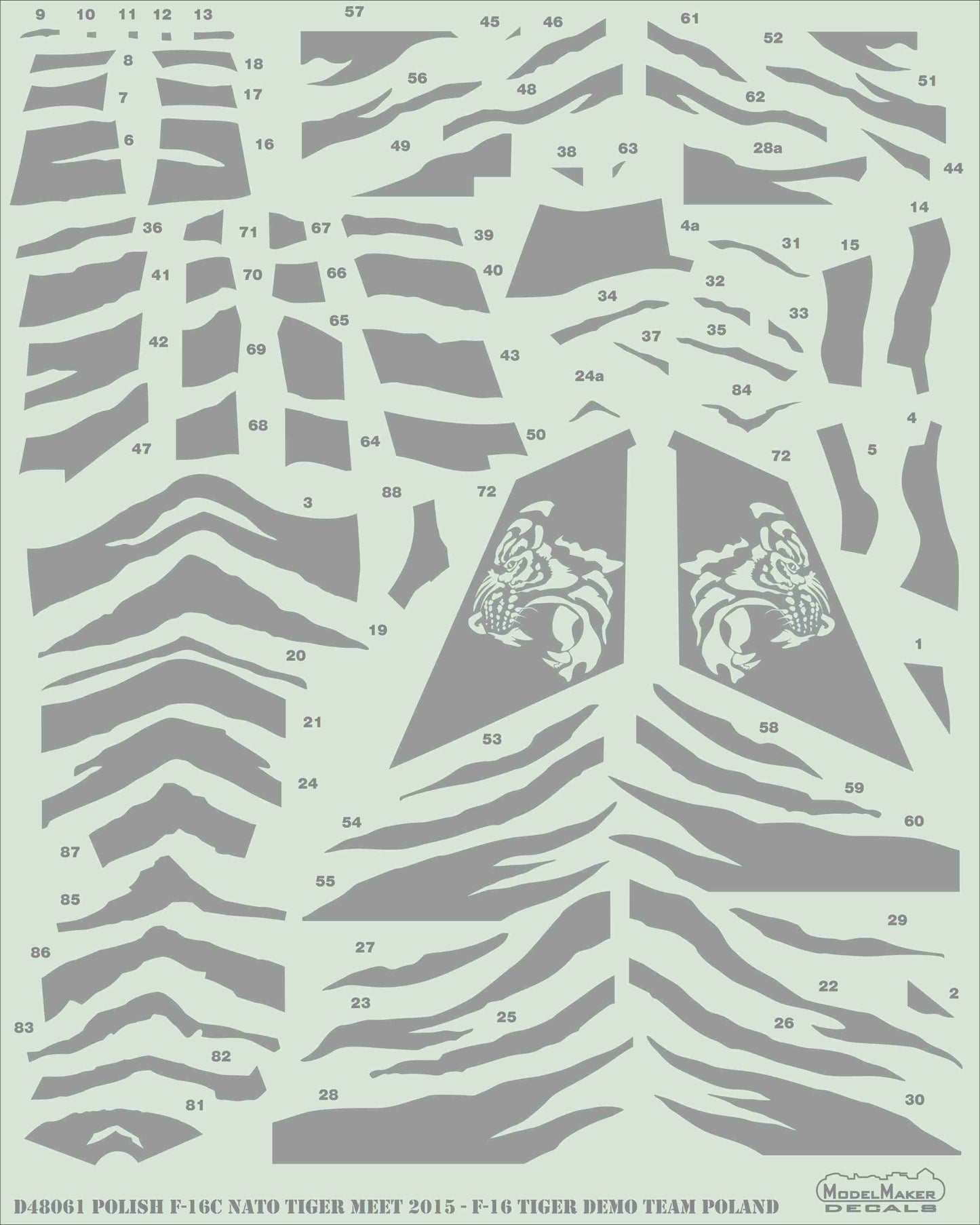 Model Maker Decals D48061A 1:48 Polish F-16C NATO Tiger Meet 2015 - F-16 Tiger Demo Team Poland