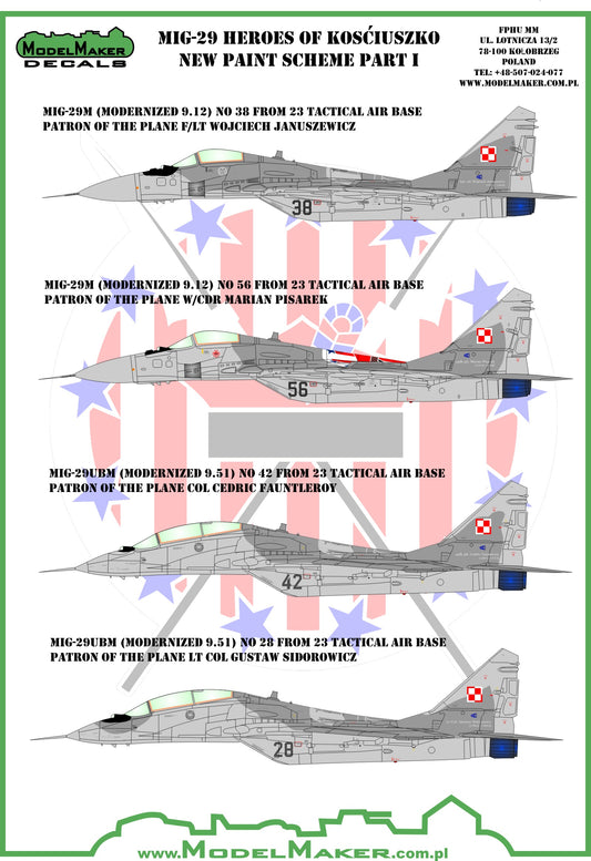 Model Maker Decals D48087 1:48 Mikoyan MiG-29M/MiG-29UBM Heroes of Kosciuszko