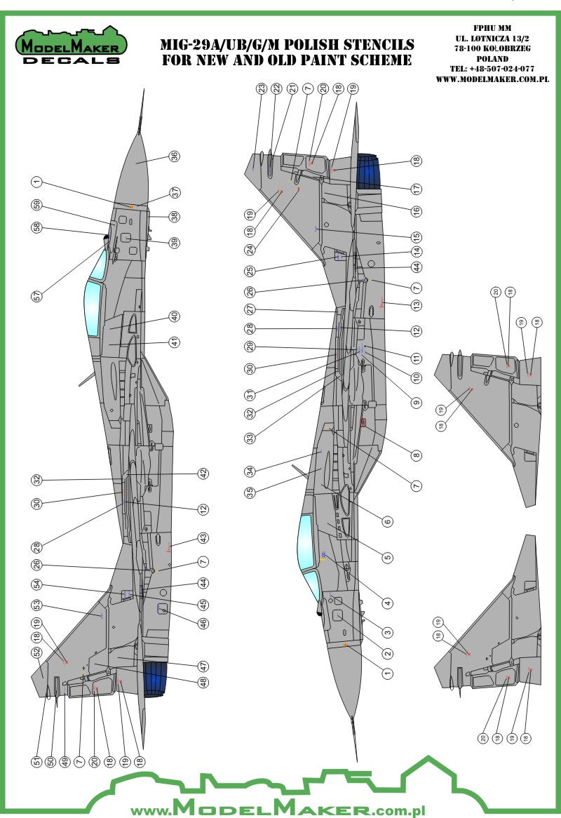 Model Maker Decals D48091 1:48 Mikoyan MiG-29 Polish stencils