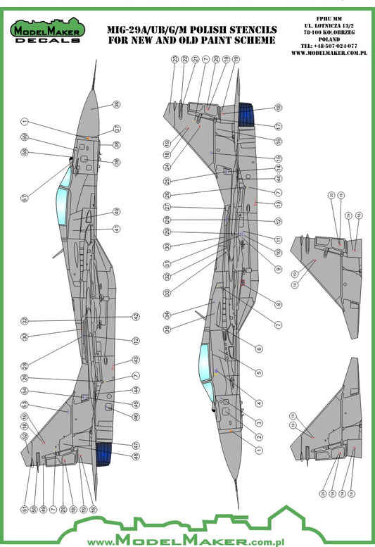 Model Maker Decals D48091 1:48 Mikoyan MiG-29 Polish stencils