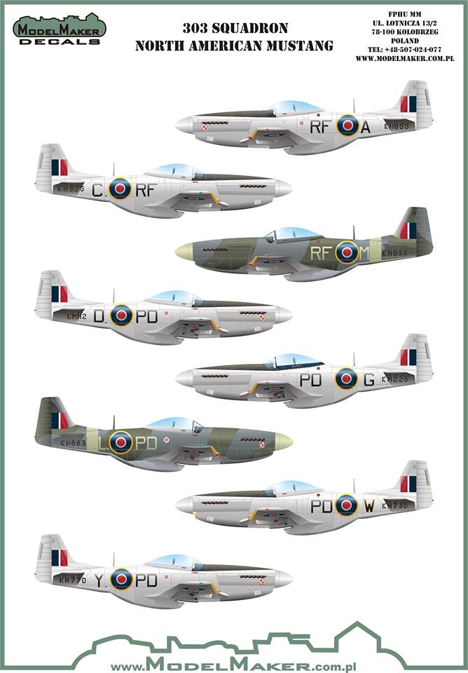 Model Maker Decals D48102 1:48 303 Squadron North-American P-51D Mustangs
