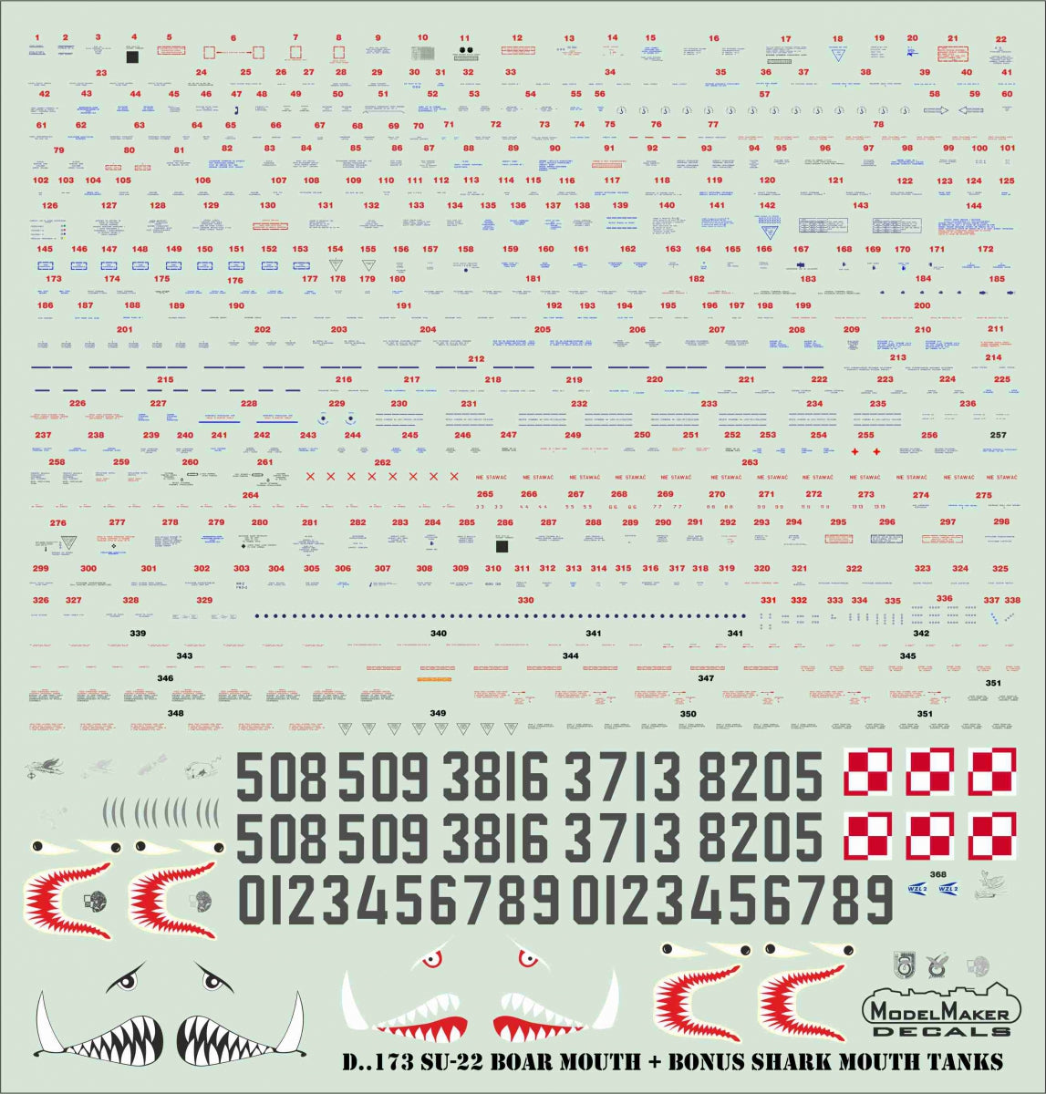 Model Maker Decals D48173 1:48 Sukhoi Su-22 Boar Mouth
