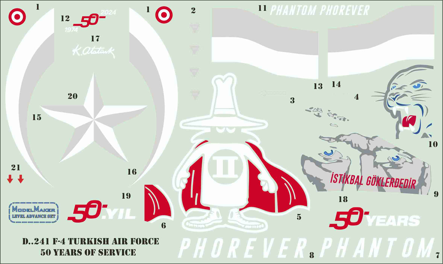 Model Maker Decals D48241 1:48 F-4E Phantom Turkish Air Force 50 years of service