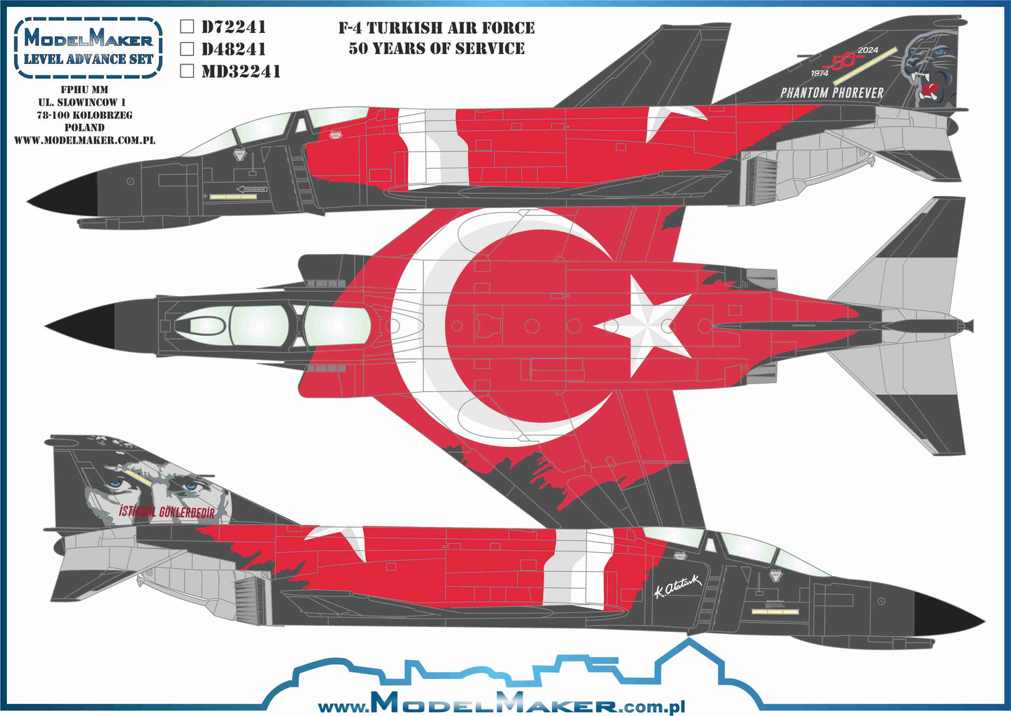 Model Maker Decals D48241 1:48 F-4E Phantom Turkish Air Force 50 years of service