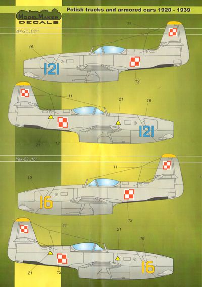 Model Maker Decals D72019 1:72 Yakovlev Yak-23 in Polish Service