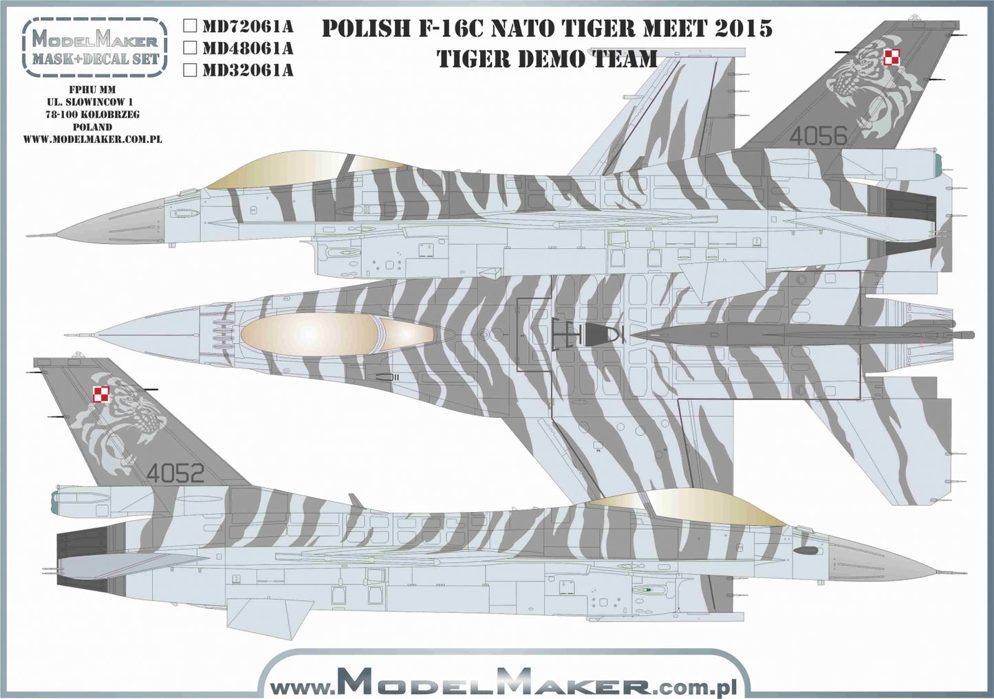 Model Maker Decals D72061A 1:72 Polish F-16C Nato Tiger Meet 2015 - Tiger Demo Team