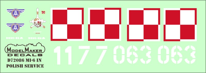 Model Maker Decals D72086 1:72 Mil Mi-6 in Polish service